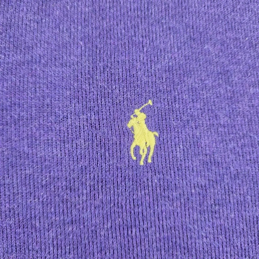 Polo Ralph Lauren Mens Medium Purple 1/4 Zip Cotton Knit Pullover Sweater Pony